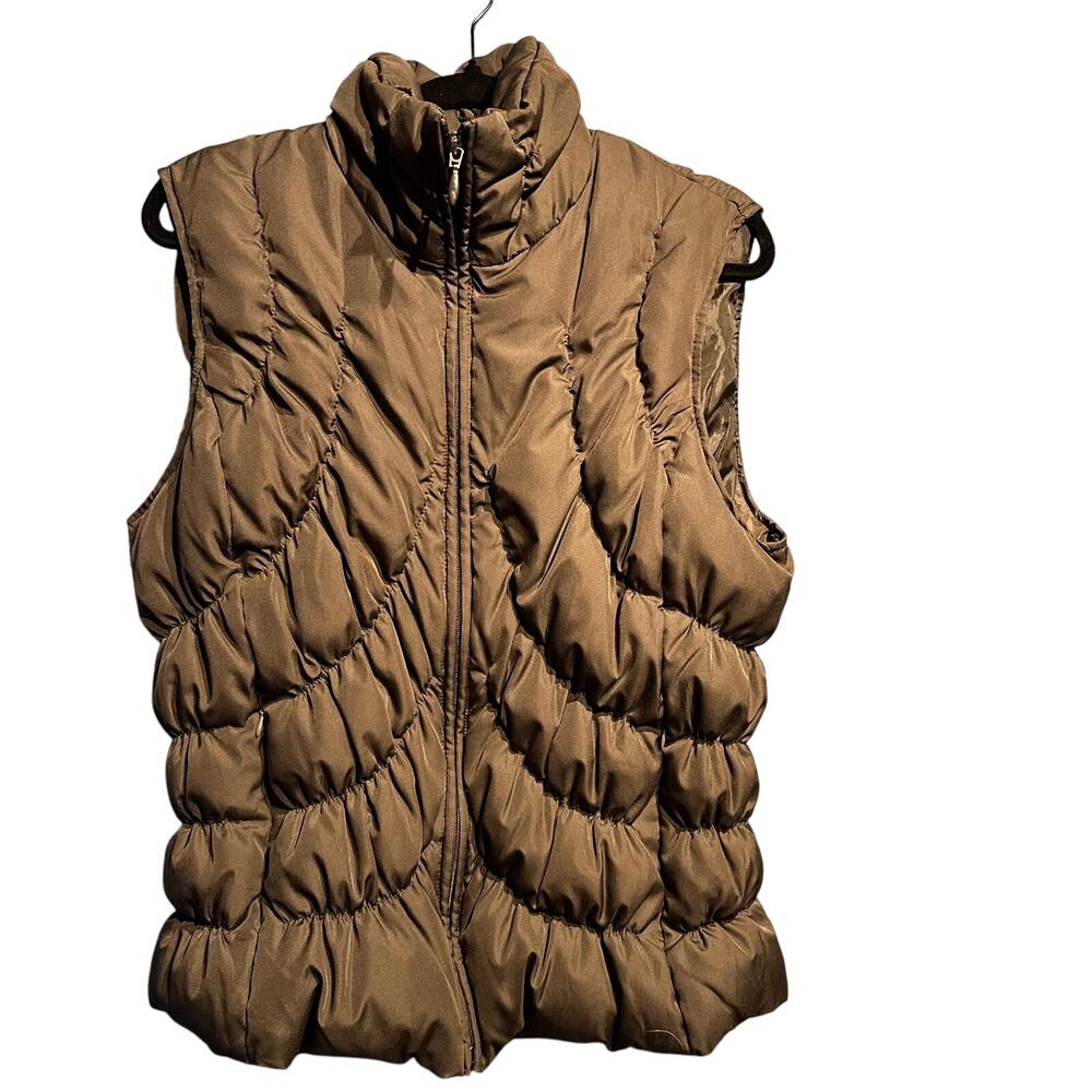 Nine West Size Extra Large Chocolate Brown Puffer Vest Down and Feather Filled